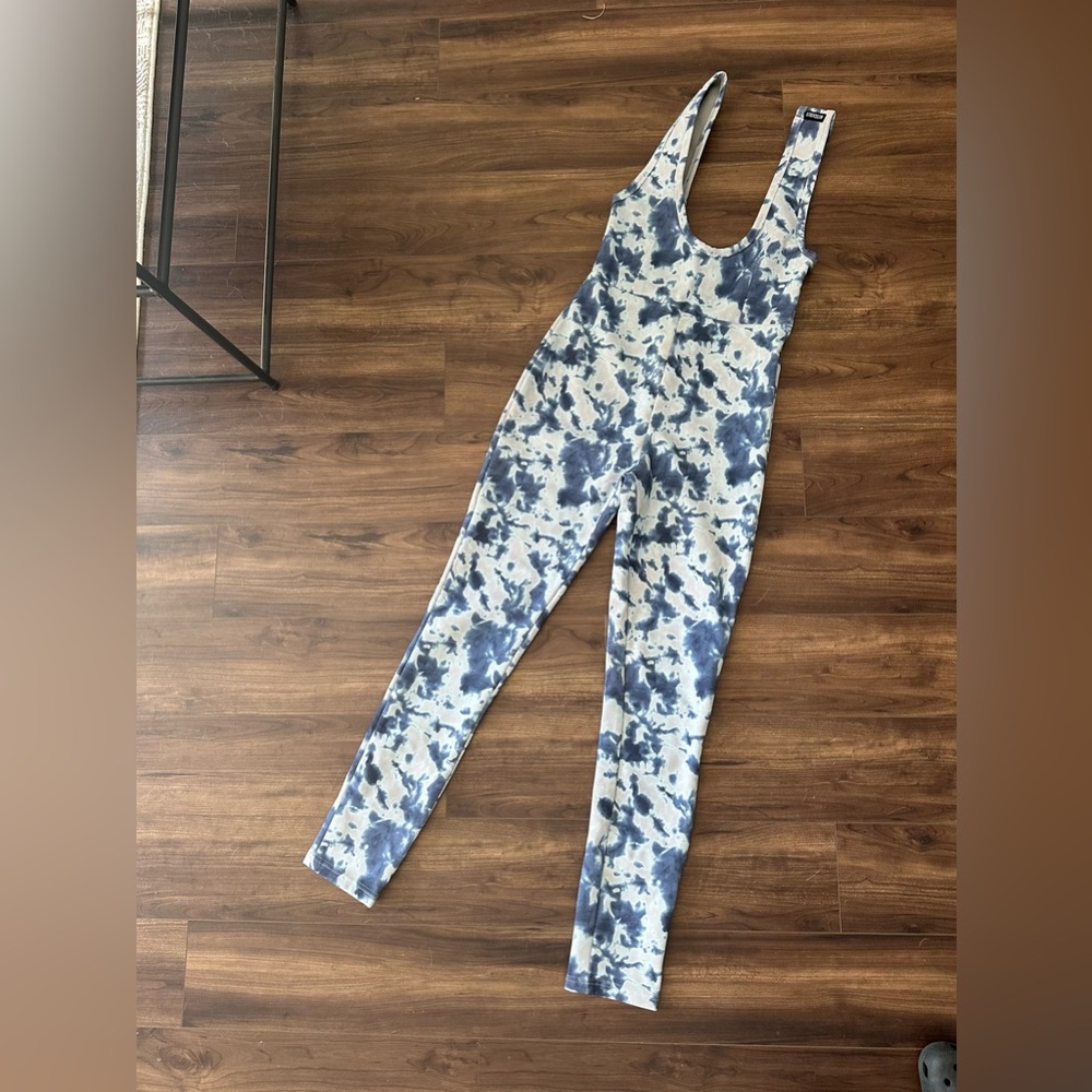Blue and White Tie-Dye Waterproof Ski/Snowboard Bib